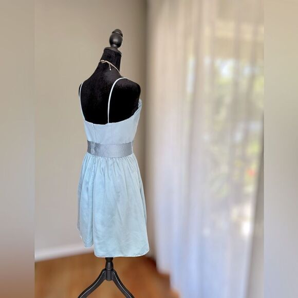 White by Vera Wang Short Strapless Bridesmaid Dress with Belt Mist Size 12 - Picture 5 of 16